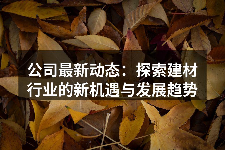 公司最新动态:探索建材行业的新机遇与发展趋势